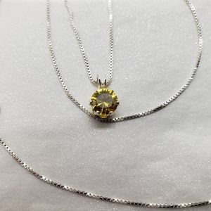 Lemon Yellow Citrine Sterling Silver Necklace
